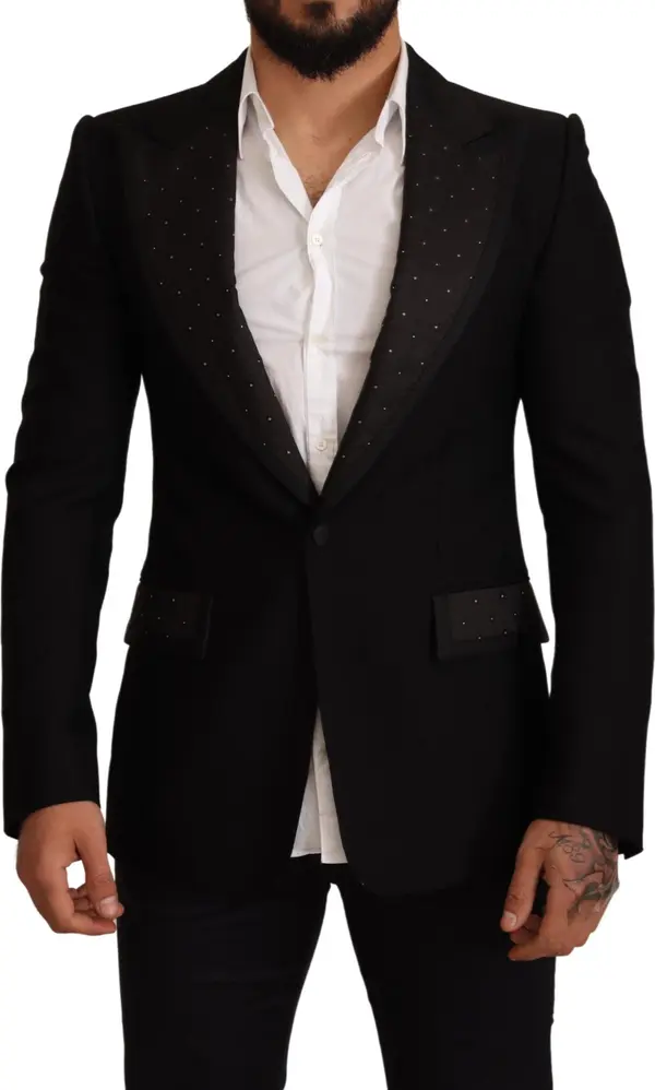 Black Wool Slim Fit Coat Blazer Jacket
