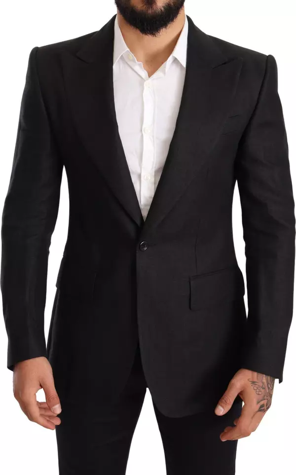 Black Linen Slim Fit Coat Jacket Blazer