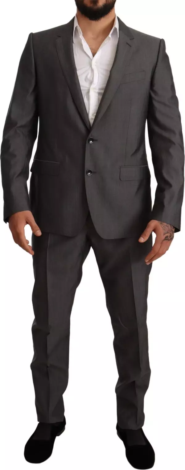 Gray Metallic MARTINI Slim Fit Set Suit