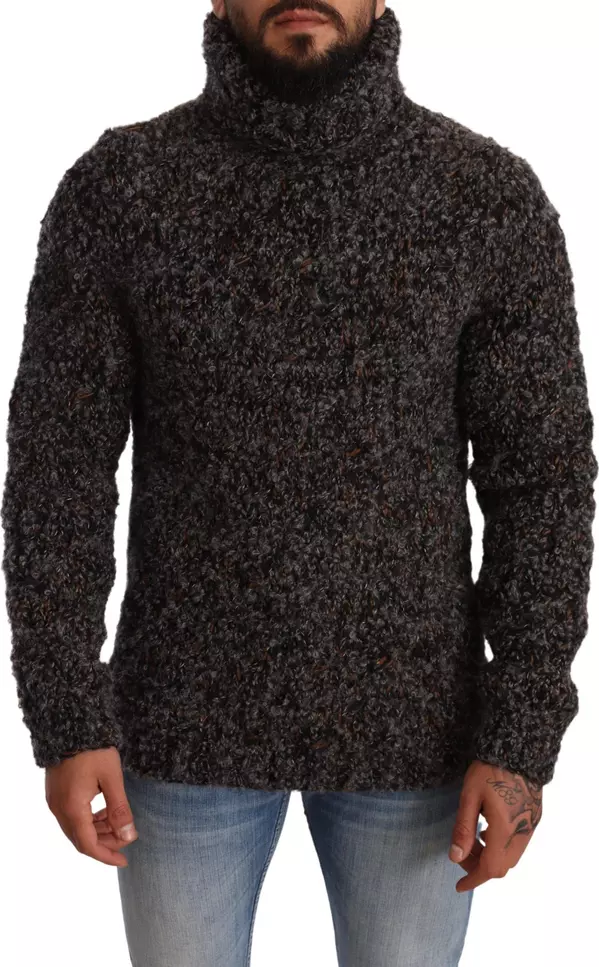 Gray Wool Blend Turtleneck Pullover Sweater