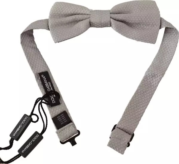 Silver Gray 100% Silk Adjustable Neck Papillon Bow Tie