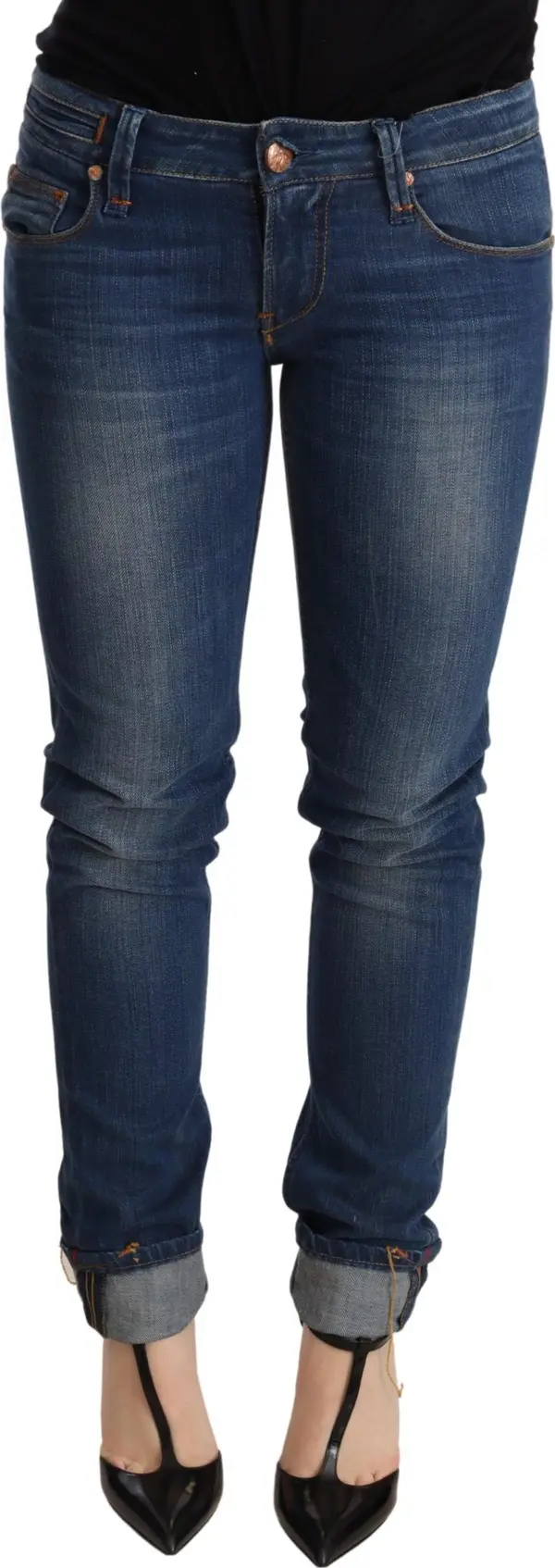 Blue Washed Low Waist Skinny Denim Jeans Pant