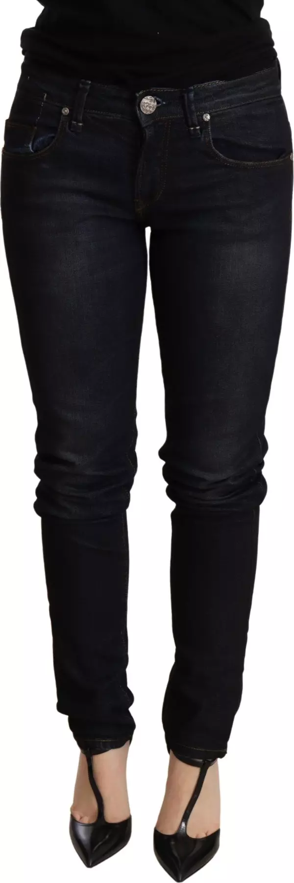 Blue Washed Low Waist Skinny Denim Trouser