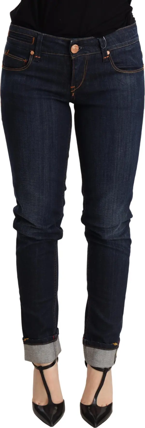 Blue Washed Low Waist Skinny Denim Trouser