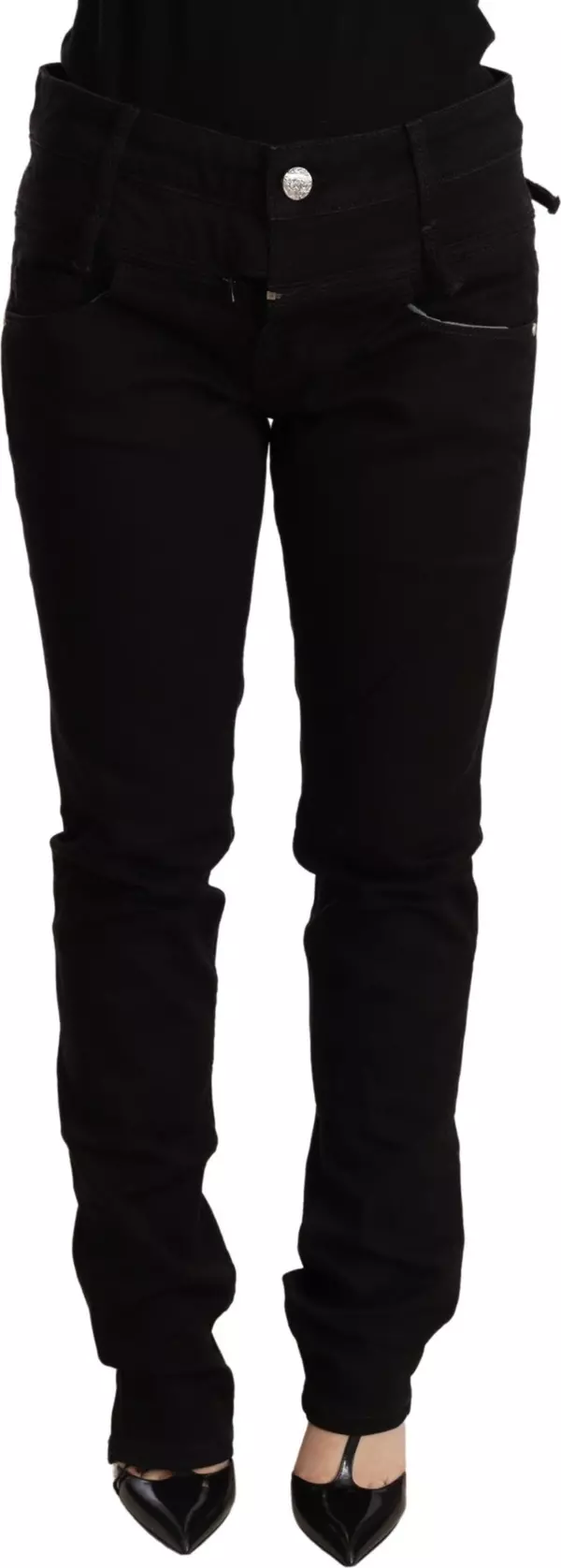 Black Low Waist Skinny Denim Jeans Trouser