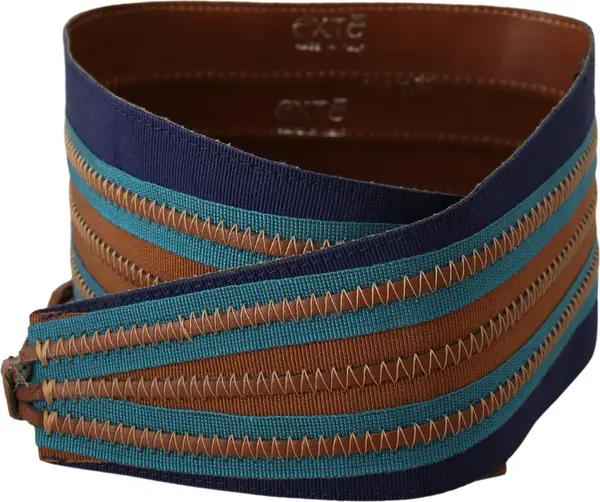 Brown Leather Wide Waistband Tie Fastening Belt