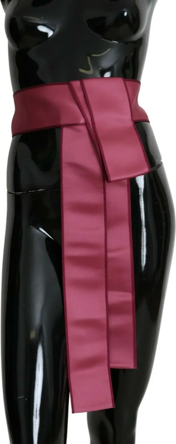 Pink 100% Silk 3 Button Closure Wide Waist Belt