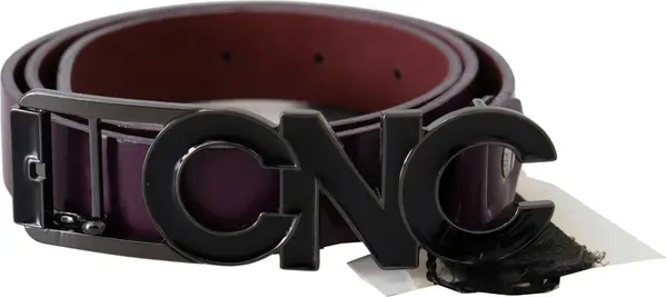 Brown Leather Large Logo Letter Buckle Belt