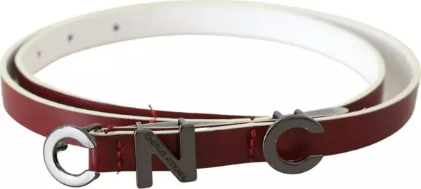 Maroon Leather Logo Skinny Fashion