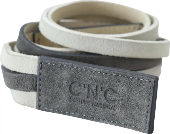 White Velvet Square Logo Design Waist Belt