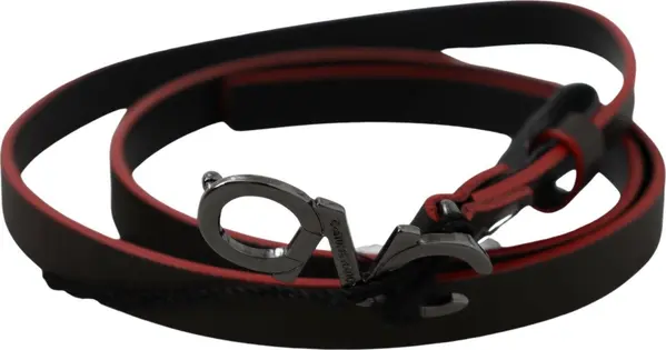 Black Maroon Skinny Leather Buckle Waist Belt