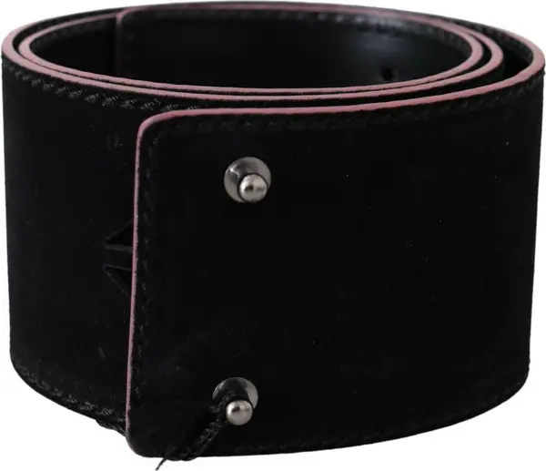 Black Leather Wide Waist Studded Women Belt