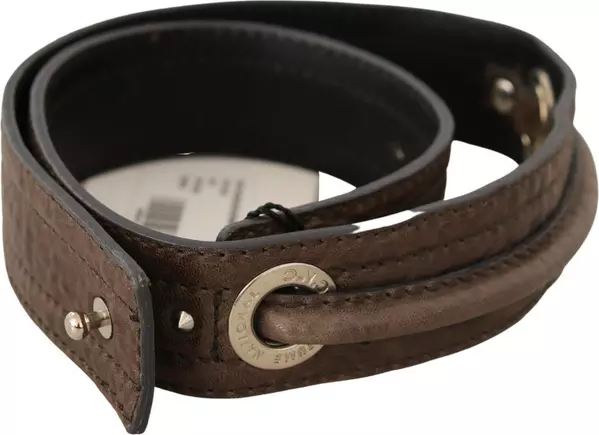 Brown Leather Silver Fastening Belt