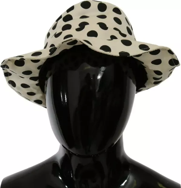 White 100% Cotton Polka Dot Design Trilby Hat