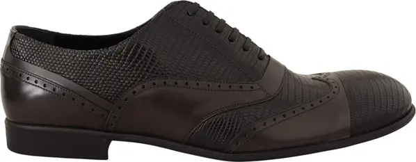 Brown Lizard Skin Leather Oxford Dress Shoes