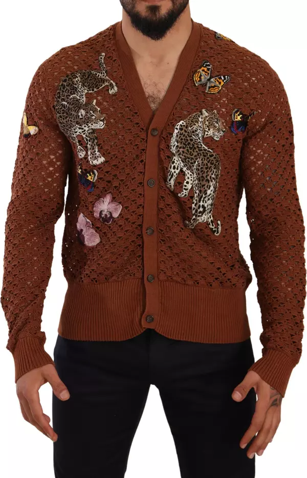 Brown Leopard Butterfly Cardigan Sweater