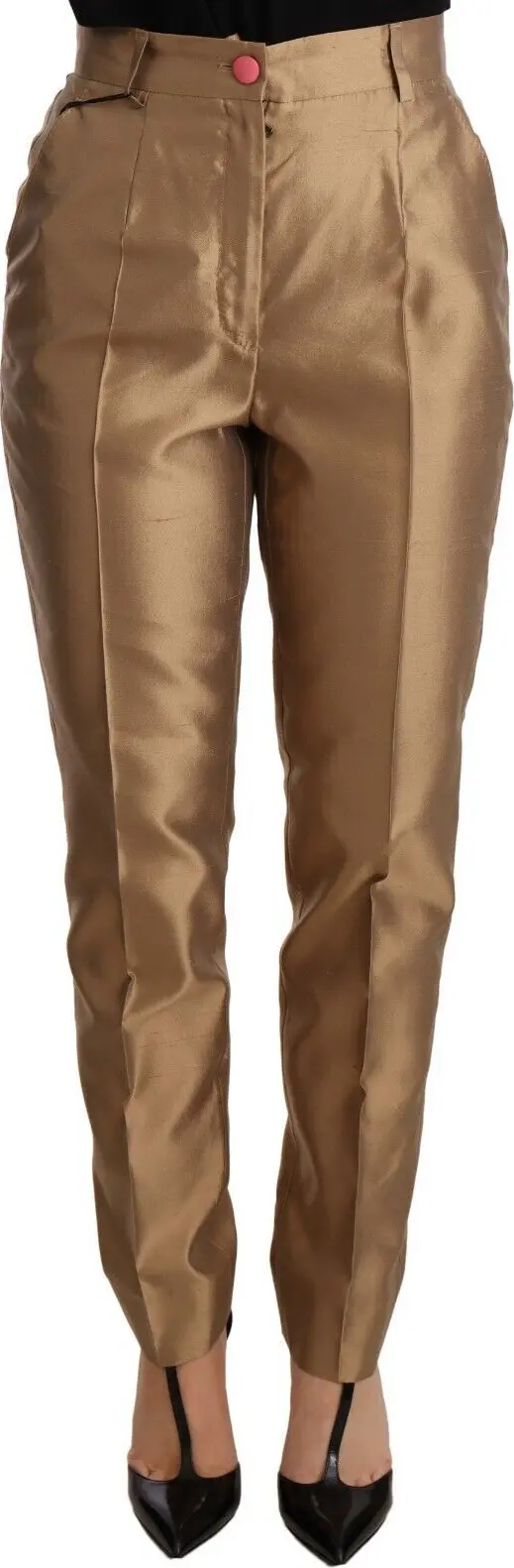 Gold Silk Tapered Trouser Metallic Pants