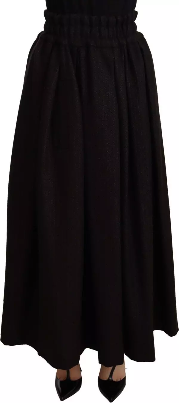 Black Wool High Waist Maxi PIECE Skirt