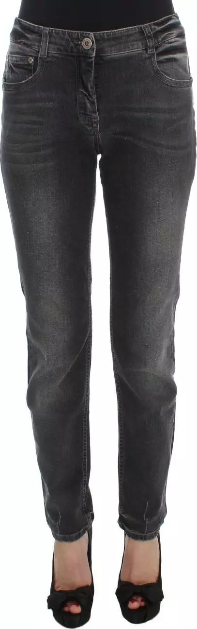 Gray Wash Cotton Blend Stretch Jeans Pants