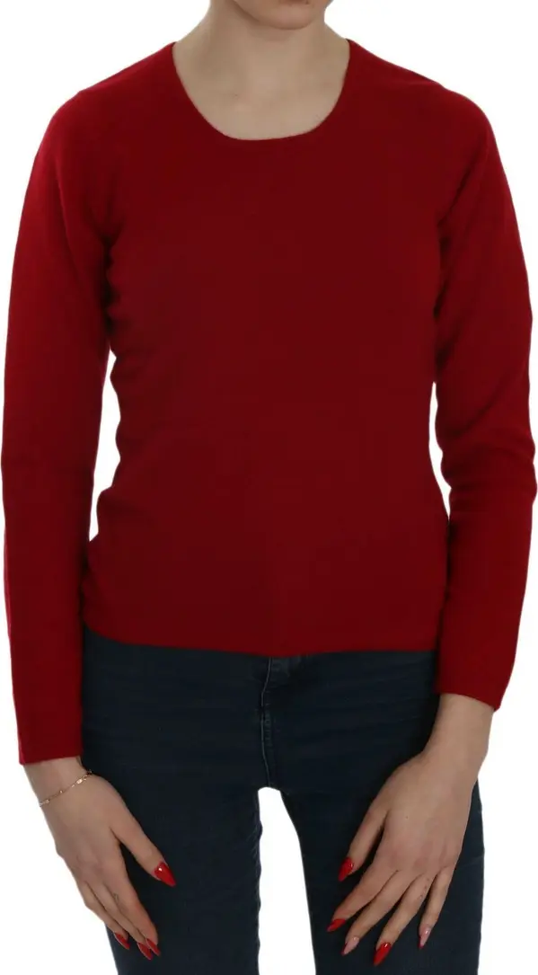 Red Round Neck Pullover Cashmere Sweater