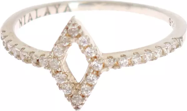 Silver Rhombus Womens Clear CZ 925 Silver Ring