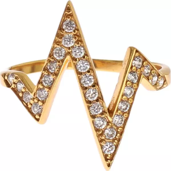 Gold 925 Silver Womens Clear CZ 18K Ring