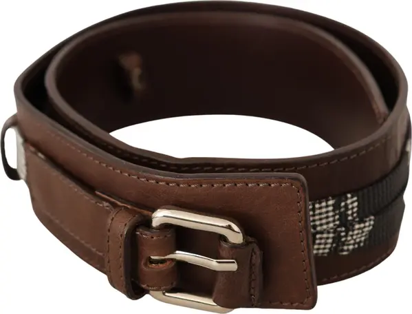 Brown Leather Silver Buckle Belt