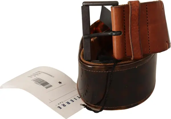 Dark Brown Leather Buckle Waist Belt