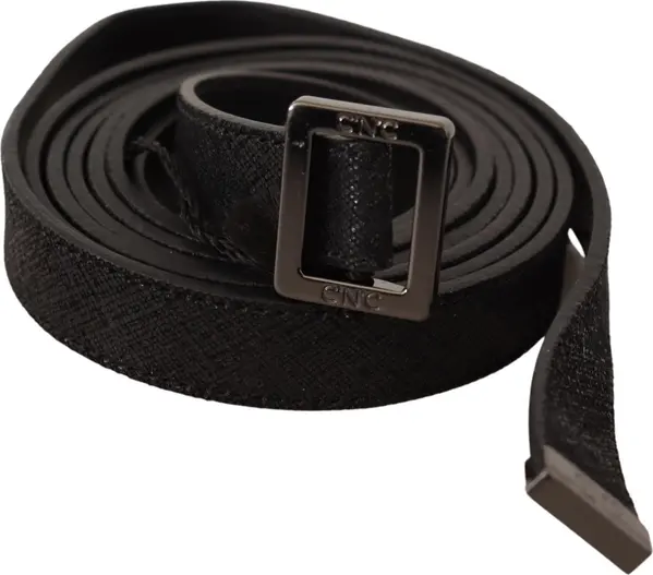 Black Leather Metal Buckle Waist Belt
