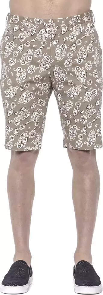Beige Cotton Men Bermuda Shorts