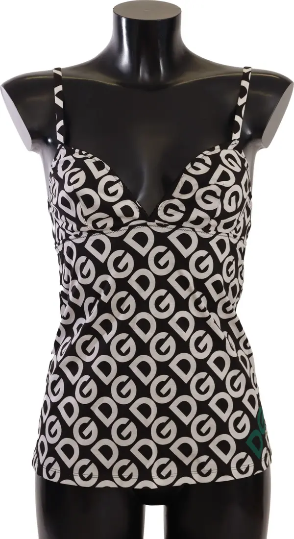 Black White Logo Print Camisole Top Underwear