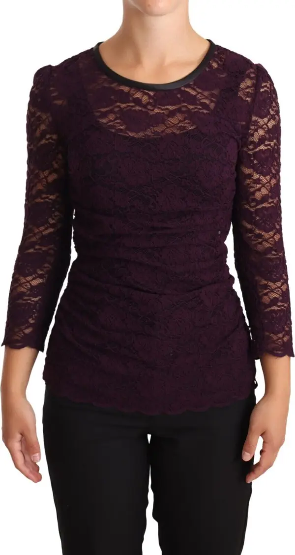 Purple Lace Long Sleeve Top Blouse