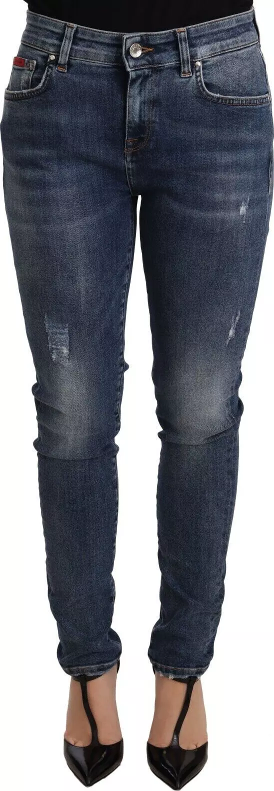 Blue Wash Skinny Denim Cotton Stretch Jeans