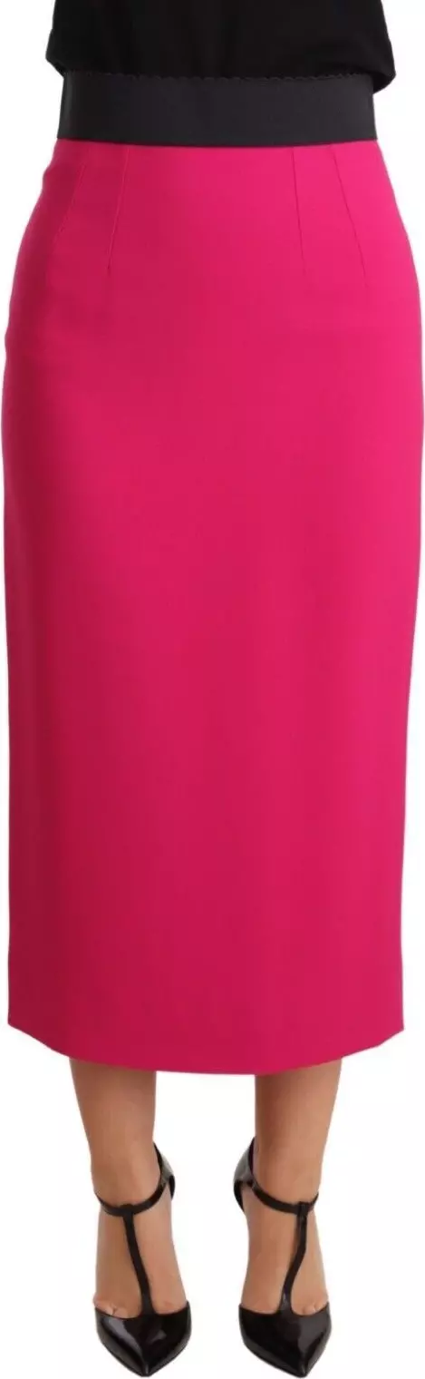 Pink High Waist Stretch Pencil Straight Skirt