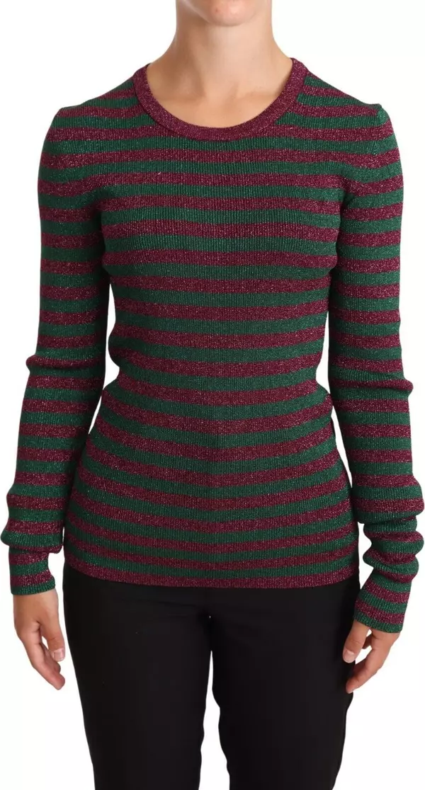 Multicolor Striped Crew Neck Pullover Sweater