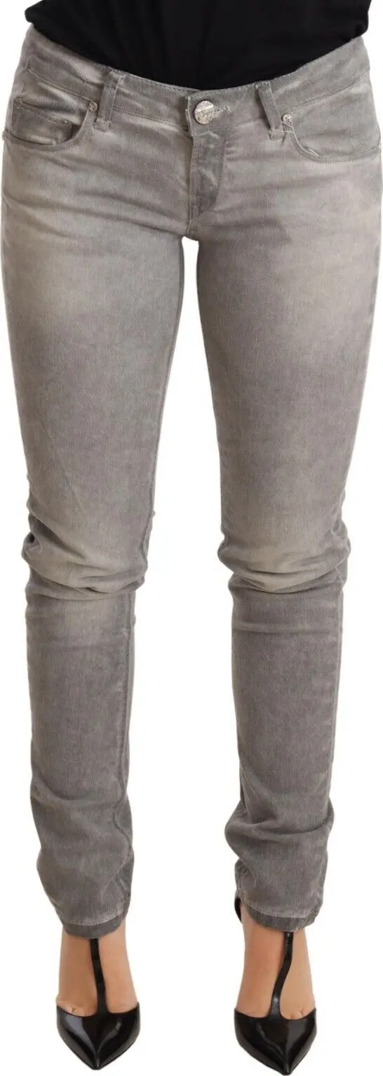 Light Gray Washed Cotton Slim Fit Denim Women Trouser Jeans
