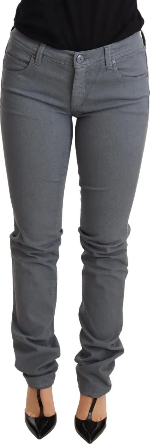 Gray Low Waist Skinny Slim Trouser Cotton Jeans