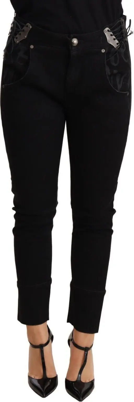 Black Low Waist Skinny Slim Trouser Cotton Jeans