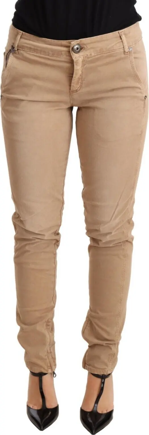 Brown Low Waist Skinny Denim Trouser Cotton Jeans