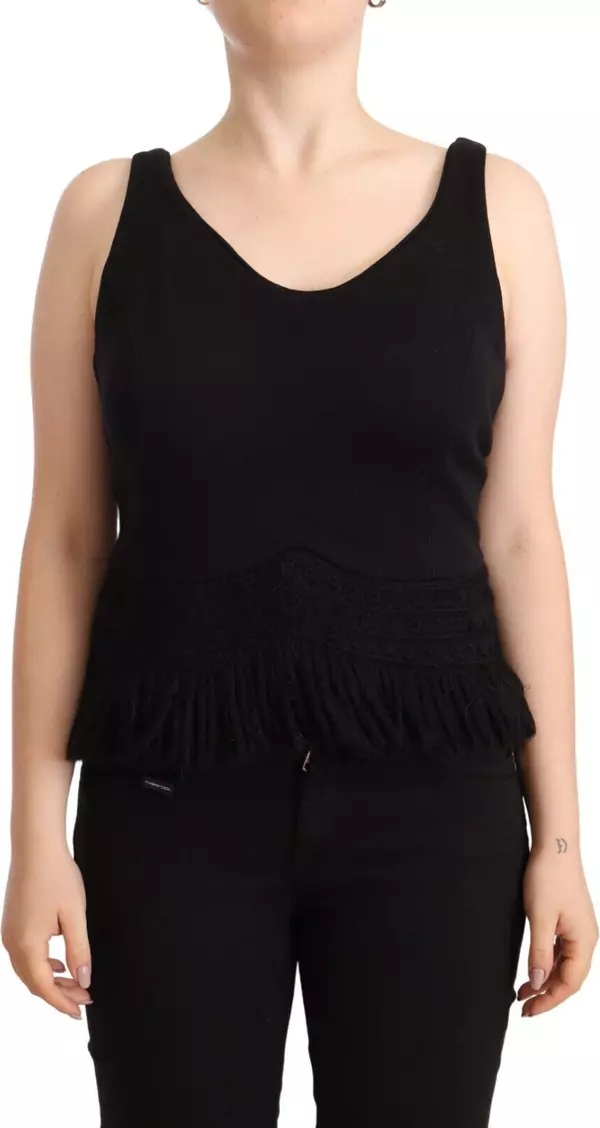 Black Cotton Sleevelesss Tank Casual Top