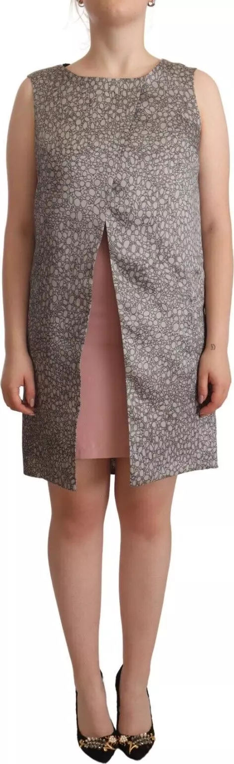 Gray Sleeveless Shift Knee Length Dress