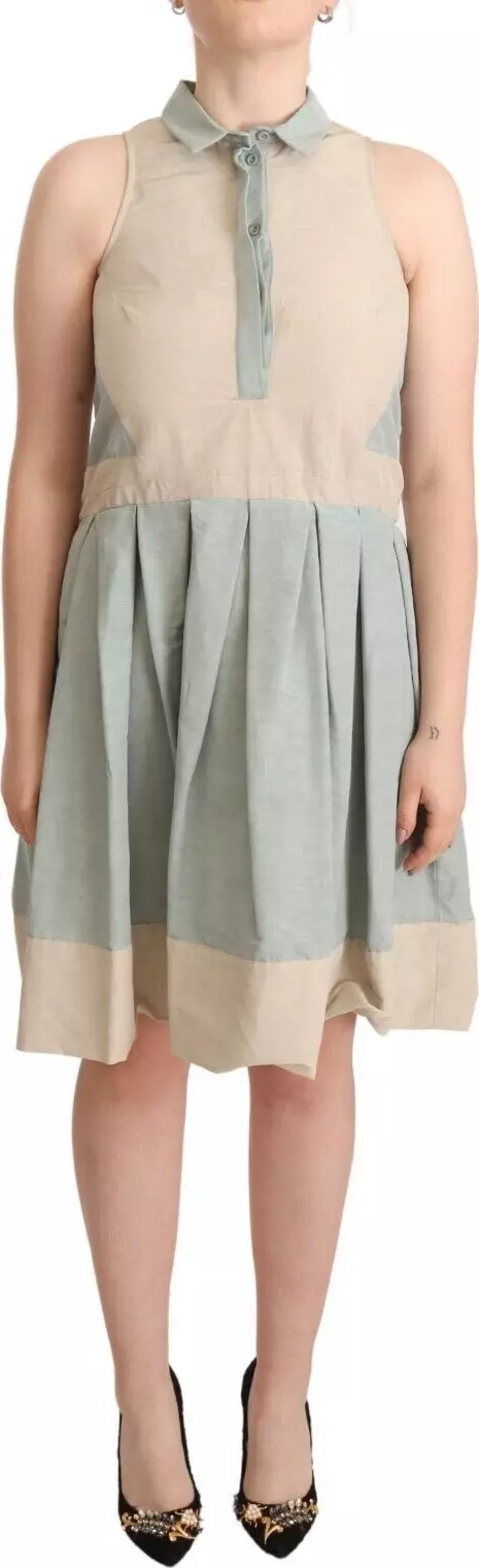 Multicolor Collared Sleeveless Sheath Dress