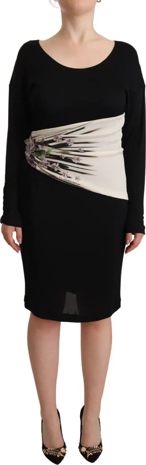 Black Silver Sheath Knee Length Dress