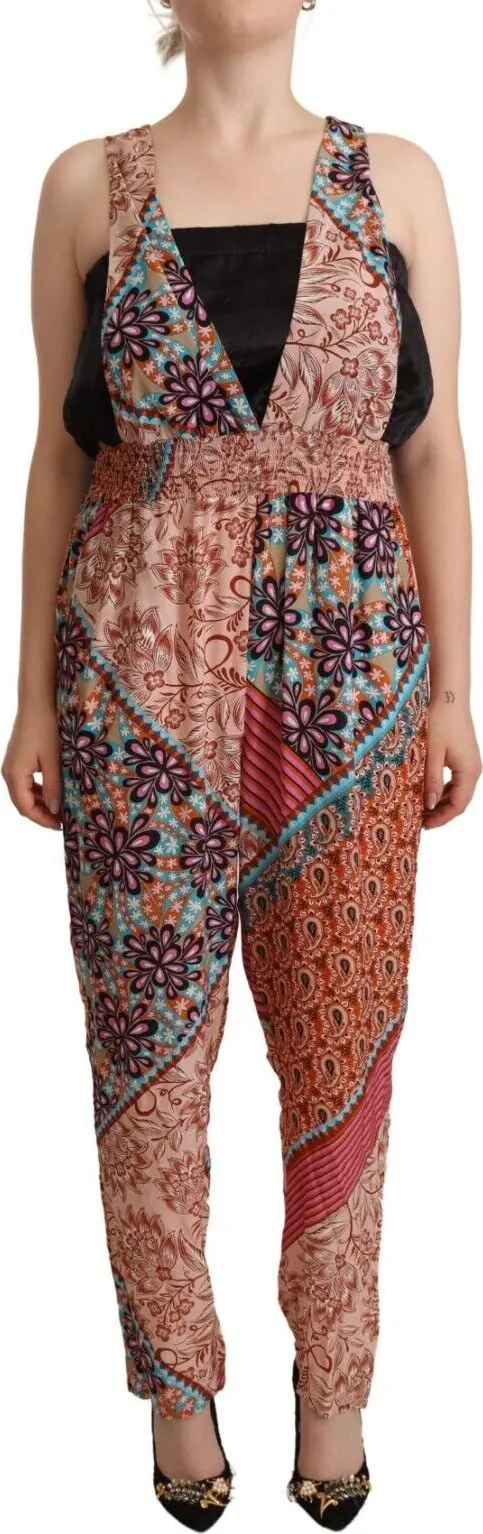 Multicolor Viscose Floral Print Women Jumpsuit Dress