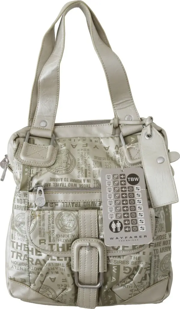 White Printed Handbag Shoulder Fabric Purse