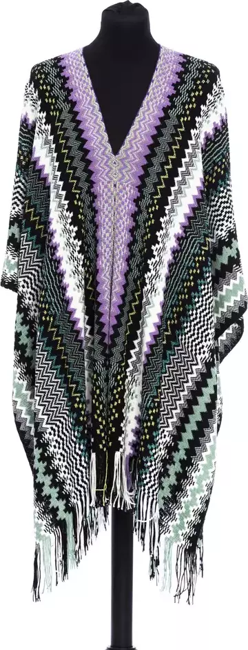 Multicolor Wool Women Poncho