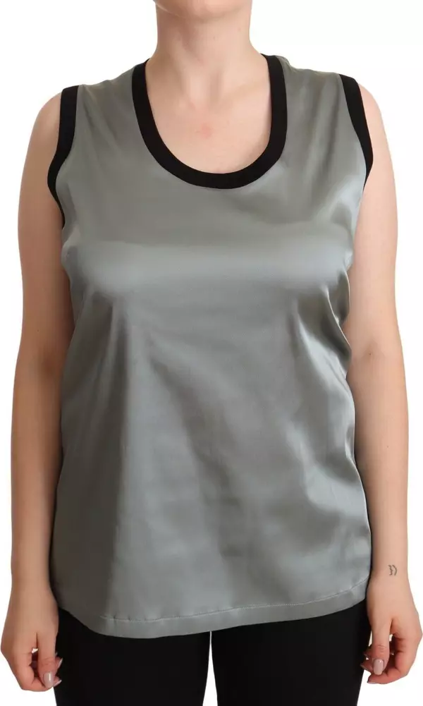 Silver Round Neck Sleeveless Casual Tank Top