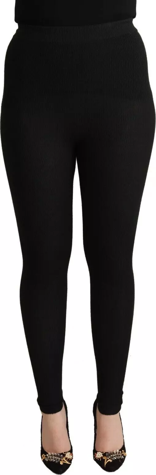 Black Cashmere Stretch Waist Tights Pants