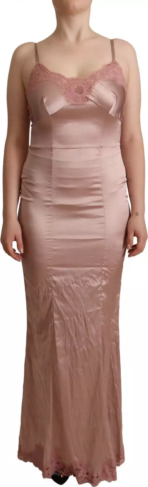 Pink Lace Long Bodycon Maxi Polyester Dress