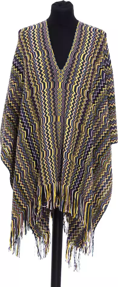 Multicolor Wool Women Poncho
